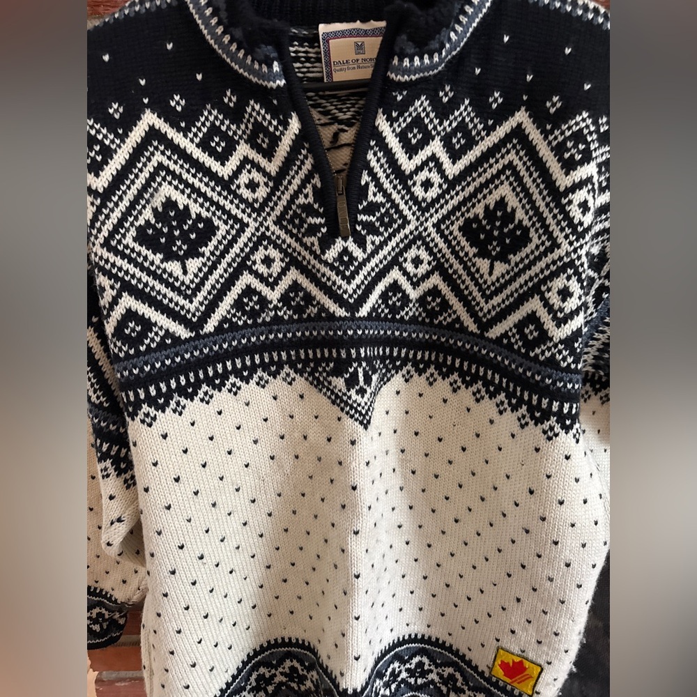 Dale of Norway Black and White Zip Up Sweater - Picture 4 of 10